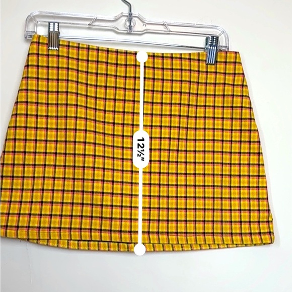 Urban Outfitters Vibrant Yellow Checkered Mini Skirt - Picture 1 of 6